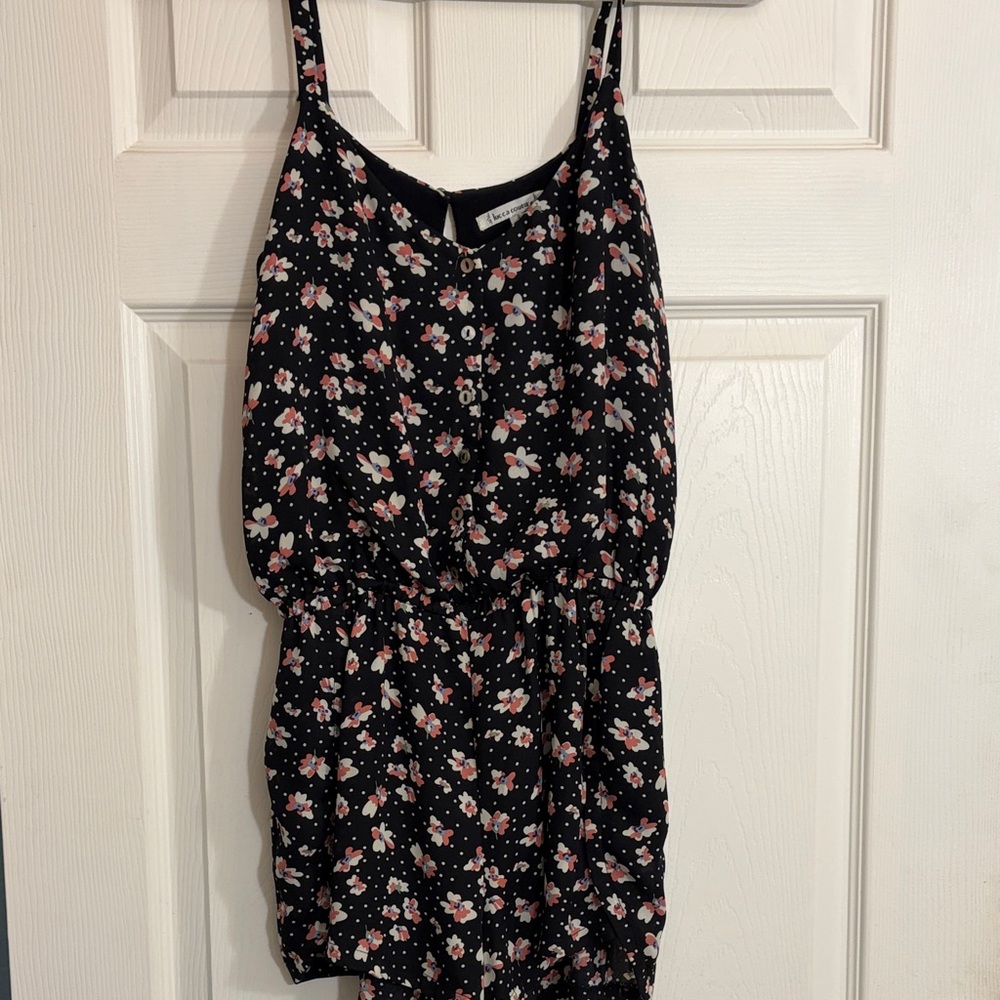 Floral Black Sleeveless Romper